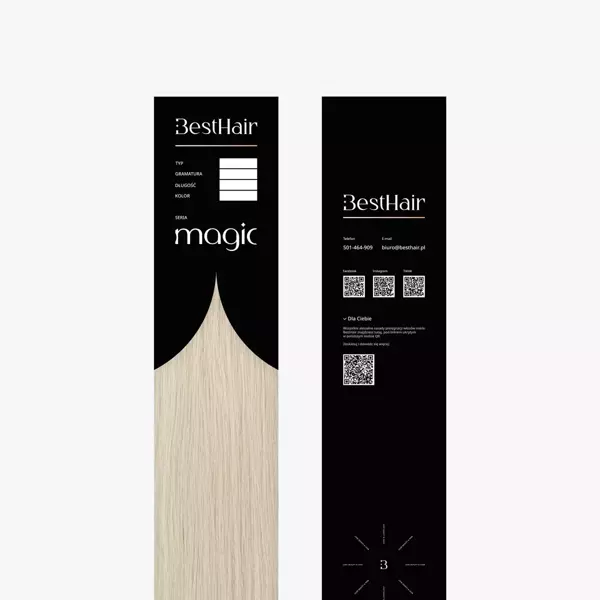 Włosy naturalne doczepiane Seria MAGIC Invisible Tape On 40cm - Kolor #1001