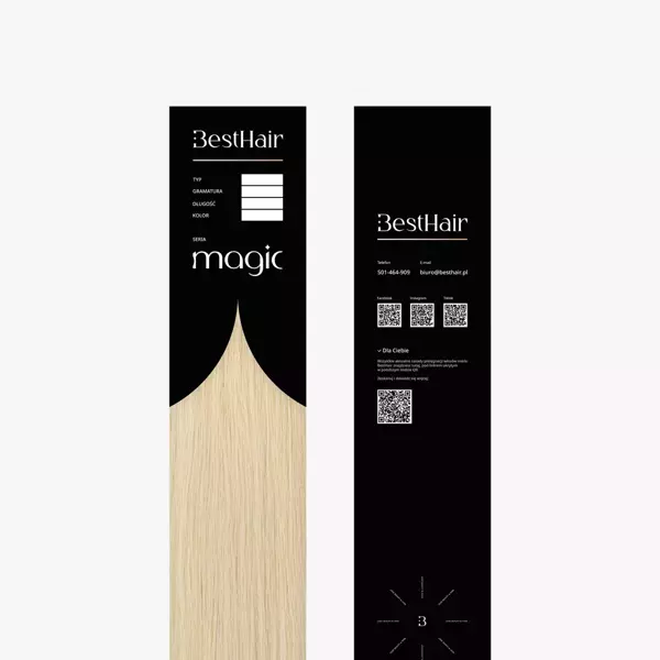 Włosy naturalne doczepiane Seria MAGIC Tape On Kanapki 40cm - Kolor #613