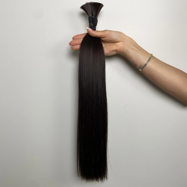 Włosy naturalne doczepiane Seria MAGIC Surowa kitka 50cm 25g - Kolor #1B Ciemny Brąz