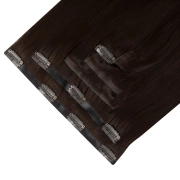 Włosy naturalne doczepiane Seria MAGIC Bezszwowe Ukryte Clip In 50cm 120 gram - Kolor #2 Brąz