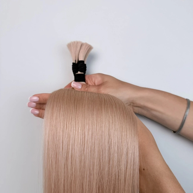 Włosy naturalne doczepiane Seria MAGIC Surowa kitka 40cm 25g - Kolor #18A Perłowy Blond