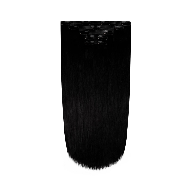 Włosy naturalne doczepiane Seria MAGIC Bezszwowe Ukryte Clip In 40cm 90 gram - Kolor #1 Czarny