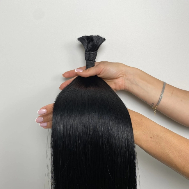 Włosy naturalne doczepiane Seria MAGIC Surowa kitka 40cm 25g - Kolor #1 Czarny