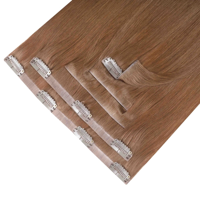 Włosy naturalne doczepiane Seria MAGIC Bezszwowe Ukryte Clip In 40cm 90 gram - Kolor #7A Czekolada
