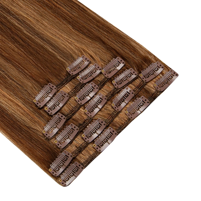 Włosy naturalne doczepiane Clip In 40cm 70 gram - kolor #4/12 Baleyage