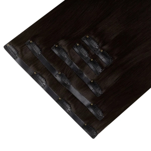 Włosy naturalne doczepiane Seria MAGIC Bezszwowe Ukryte Clip In 50cm 120 gram - Kolor #1B Ciemny Brąz