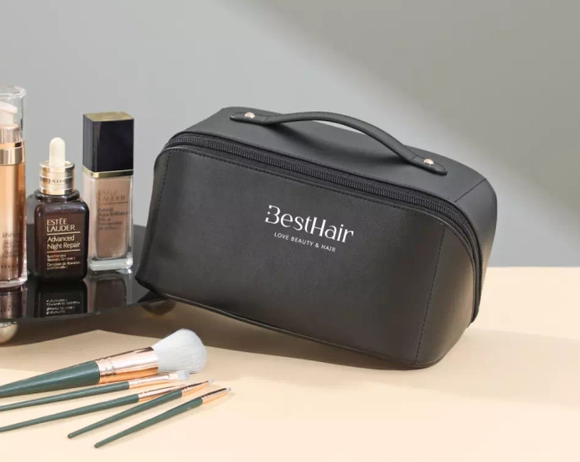 Kosmetyczka skórzana BestHair Czarna