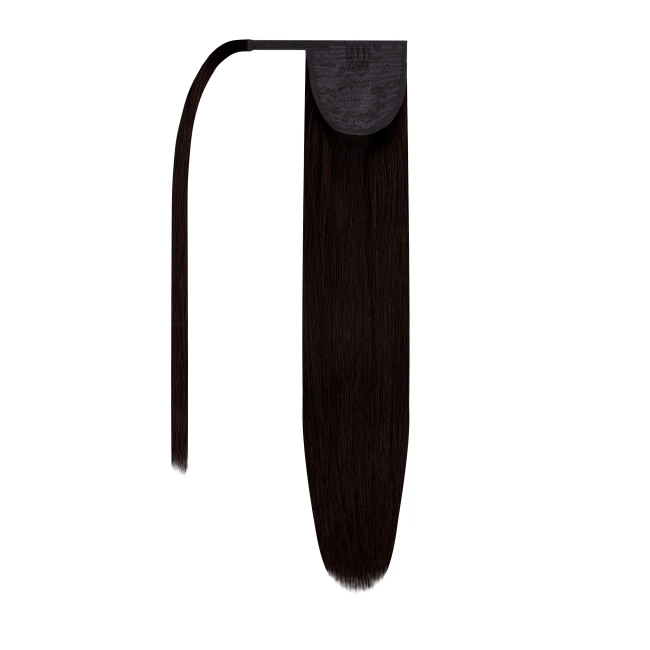 Włosy naturalne doczepiane Seria MAGIC Kucyk Kitka 50cm 100 gram - Kolor #1B Ciemny Brąz