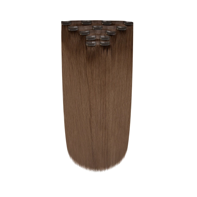 Włosy naturalne doczepiane Seria MAGIC Bezszwowe Ukryte Clip In 50cm 120 gram - Kolor #7 Naturalny Brąz