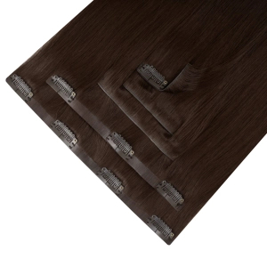 Włosy naturalne doczepiane Seria MAGIC Bezszwowe Ukryte Clip In 40cm 90 gram - Kolor #4 Średni Brąz