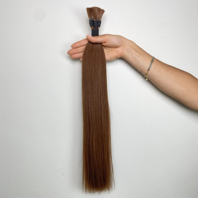 Włosy naturalne doczepiane Seria MAGIC Surowa kitka 60cm 25g - Kolor #4 Średni Brąz