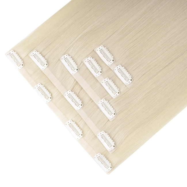 Włosy naturalne doczepiane Seria MAGIC Bezszwowe Ukryte Clip In 50cm 120 gram - Kolor #1001 Platynowy Blond