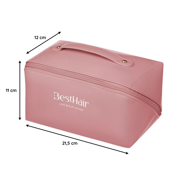 Kosmetyczka skórzana BestHair Różowa