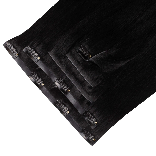 Włosy naturalne doczepiane Seria MAGIC Bezszwowe Ukryte Clip In 40cm 90 gram - Kolor #1 Czarny
