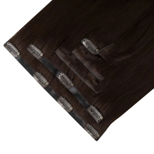 Włosy naturalne doczepiane Seria MAGIC Bezszwowe Ukryte Clip In 50cm 120 gram - Kolor #2 Brąz