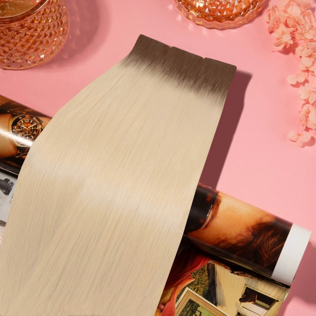 Włosy naturalne doczepiane Seria MAGIC Invisible Tape On 50cm - Kolor Ombre #7A/#613