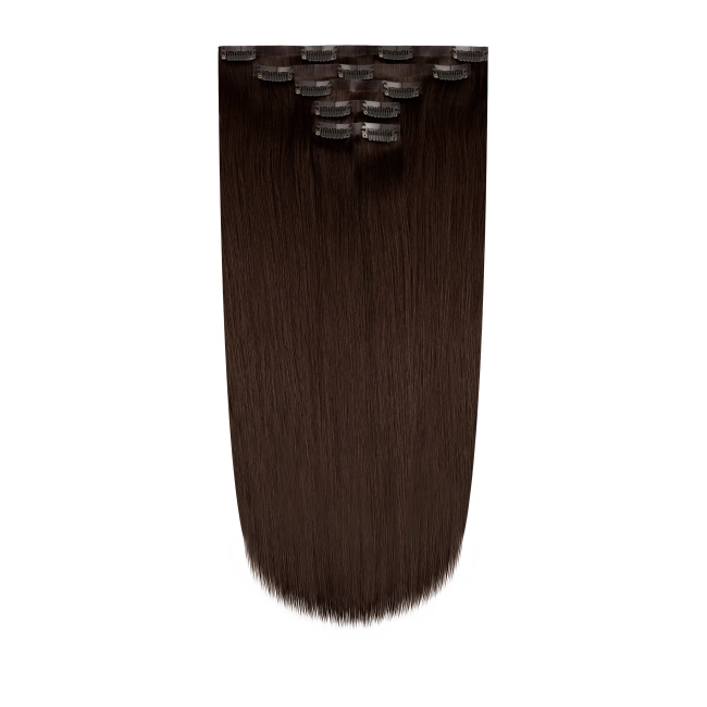Włosy naturalne doczepiane Seria MAGIC Bezszwowe Ukryte Clip In 40cm 90 gram - Kolor #4 Średni Brąz