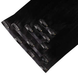 Włosy naturalne doczepiane Seria MAGIC Bezszwowe Ukryte Clip In 40cm 90 gram - Kolor #1 Czarny