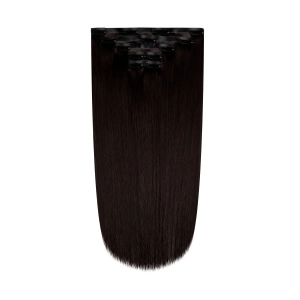 Włosy naturalne doczepiane Seria MAGIC Bezszwowe Ukryte Clip In 50cm 120 gram - Kolor #1B Ciemny Brąz