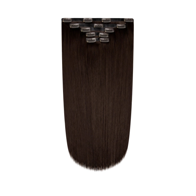 Włosy naturalne doczepiane Seria MAGIC Bezszwowe Ukryte Clip In 40cm 90 gram - Kolor #2 Brąz
