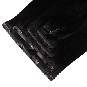 Włosy naturalne doczepiane Seria MAGIC Bezszwowe Ukryte Clip In 50cm 120 gram - Kolor #1 Czarny