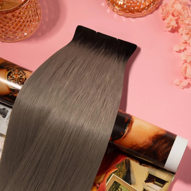 Włosy naturalne doczepiane Seria MAGIC Invisible Tape On 50cm - Kolor Ombre #1B/#8