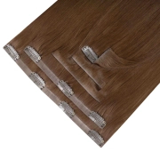 Włosy naturalne doczepiane Seria MAGIC Bezszwowe Ukryte Clip In 50cm 120 gram - Kolor #7 Naturalny Brąz