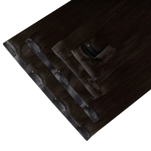 Włosy naturalne doczepiane Seria MAGIC Bezszwowe Ukryte Clip In 40cm 90 gram - Kolor #1B Ciemny Brąz