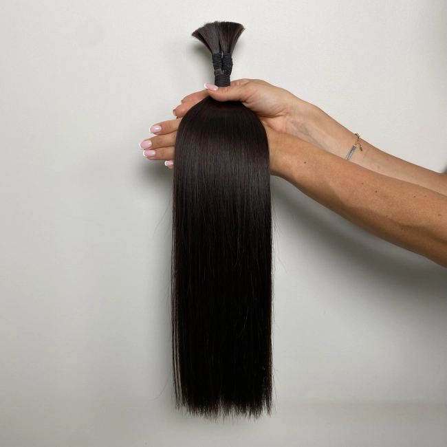 Włosy naturalne doczepiane Seria MAGIC Surowa kitka 40cm 25g - Kolor #1B Ciemny Brąz