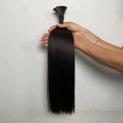 Włosy naturalne doczepiane Seria MAGIC Surowa kitka 50cm 25g - Kolor #1B Ciemny Brąz