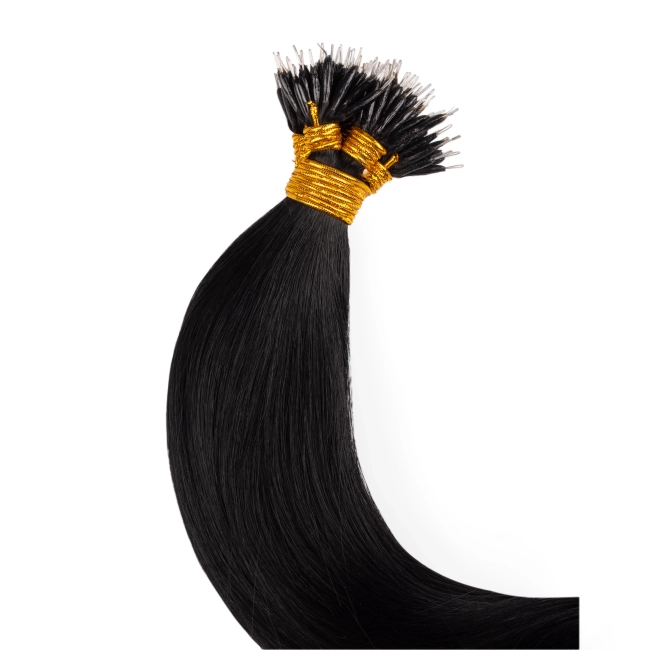 Włosy naturalne doczepiane na nano ringi 40cm 0,6g 20 sztuk  - kolor #1