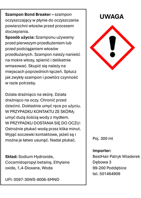 Szampon oczyszczający Walker Tape Bond Breaker 300ml