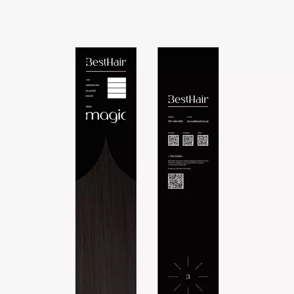 Włosy naturalne doczepiane Seria MAGIC Keratyna U-tip 60cm 0,8g 20szt - Kolor #1B
