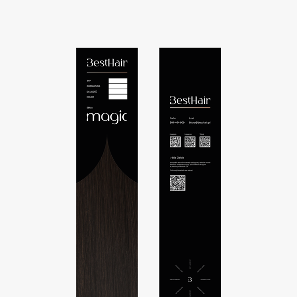 Włosy naturalne doczepiane Seria MAGIC Taśmy Bio Tape 60cm 90 gram - Kolor #1B